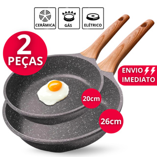 Frigideiras Antiaderentes Cerâmica Fundo Triplo Cabo SoftTouch Silicone Não Gruda S/Óleo em Oferta na Shopee