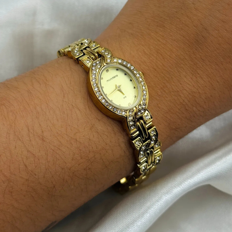 Relógio Mondaine 99783lpmvdm1 Feminino Cristais Dourado em Oferta na Shopee