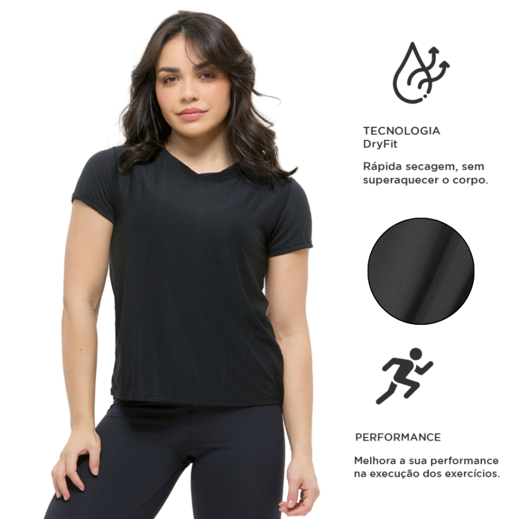 Blusa academia feminina camisa dry fit camiseta baby look em Oferta na Shopee