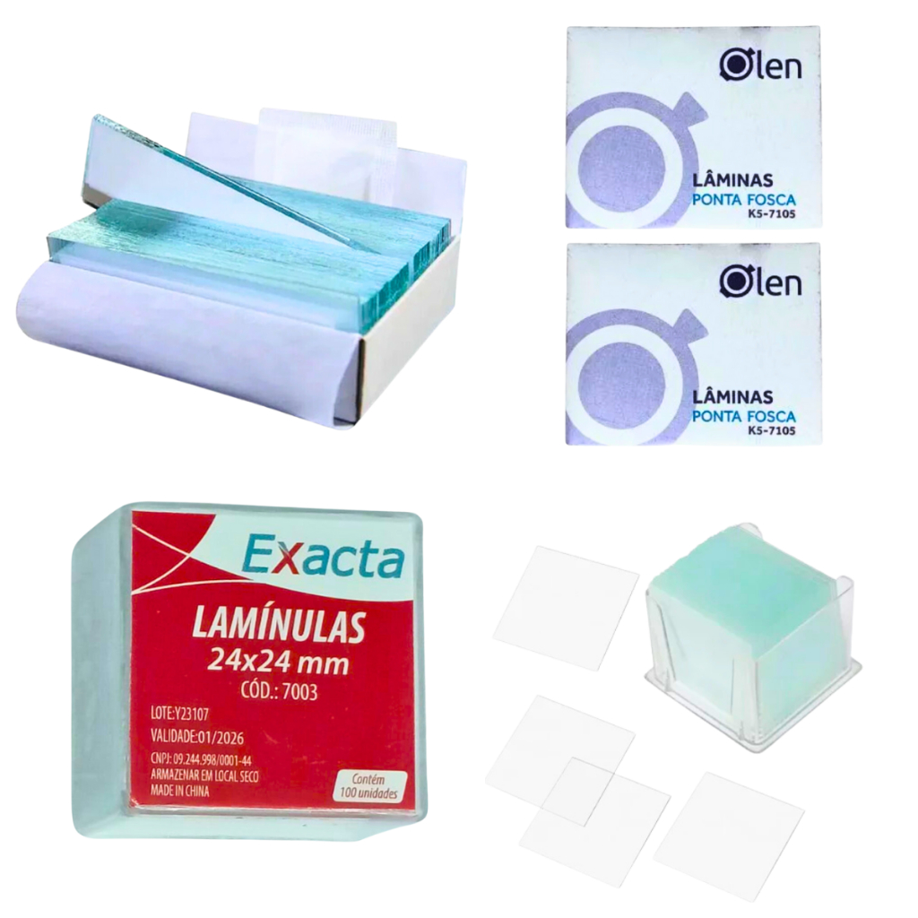 Kit Microscopia 100 Lâminas 26x76mm Fosca Lapidada + 100 Lamínulas 24x24mm em Oferta na Shopee