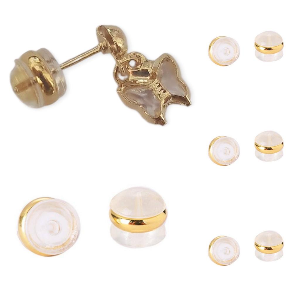 Tarraxa baby 6mm em silicone com detalhe em metal em Oferta na Shopee