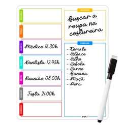 Lousa Magnética Geladeira com Caneta Apaga Recados Planner Semanal Lembretes Ímã