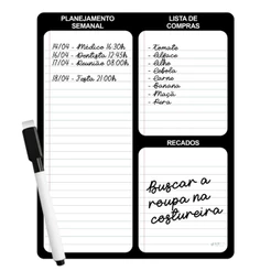 Lousa de Geladeira Imantada com Caneta – Planner Semanal Recados e Lembretes