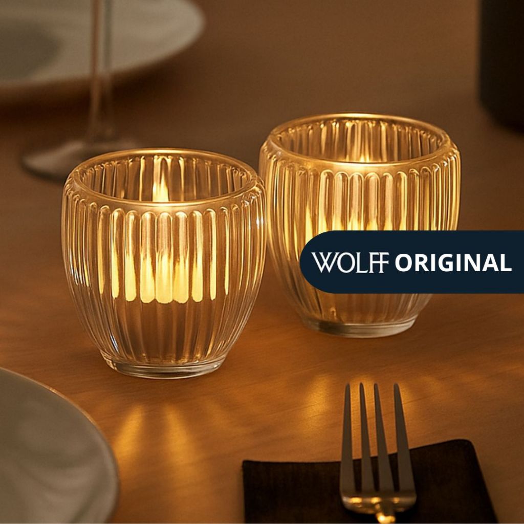 Conjunto 2 Porta Velas de Vidro 7,5cm Line - Wolff