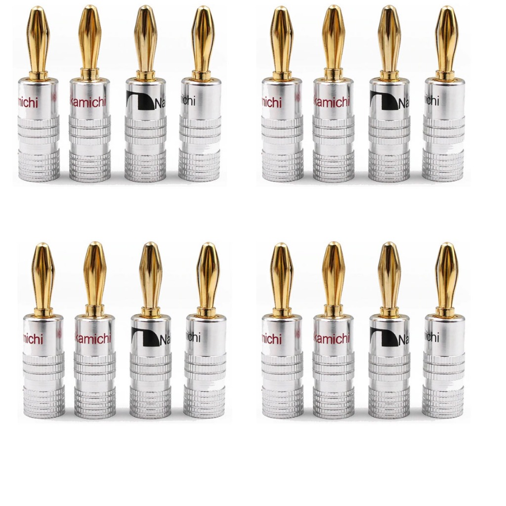kit 16 Plug Banana 24k Caixa De Som Receiver Home Theater Amplificador