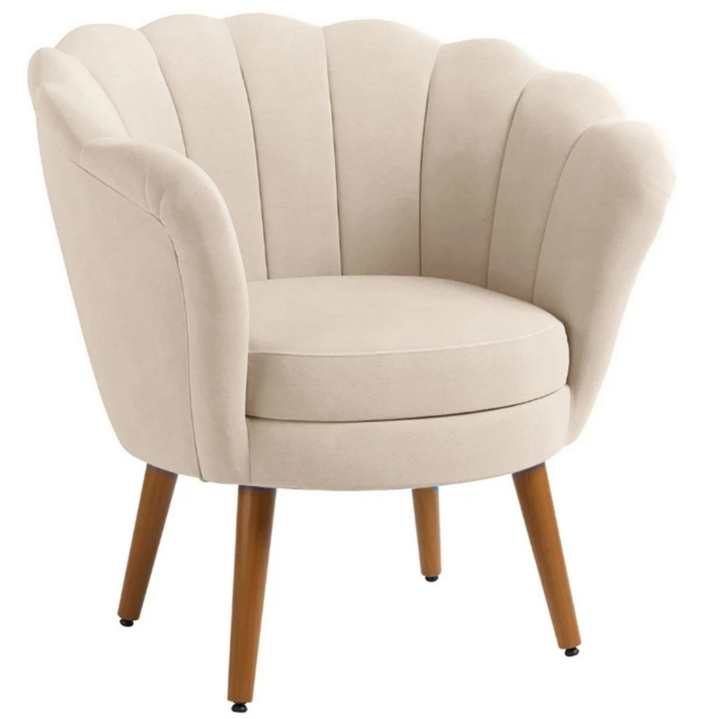 Poltrona Decorativa Petala Pés Palito Veludo em Oferta na Shopee