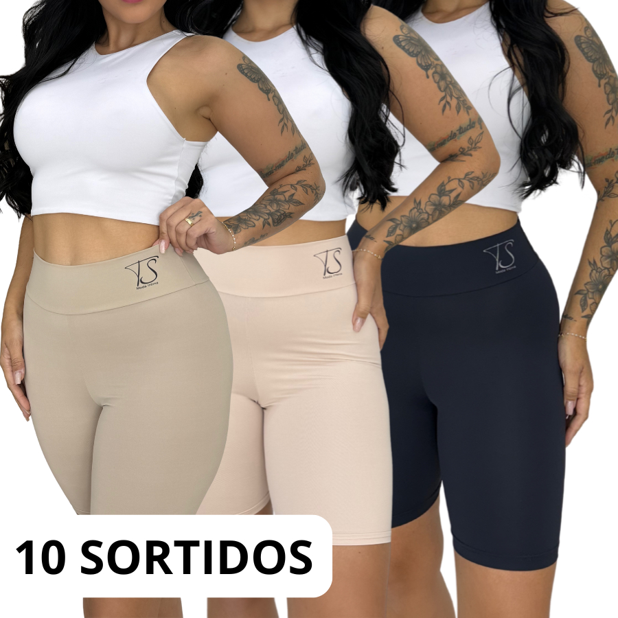 Kit 10 Short Segunda Pele Cos Alto Duplo Bermuda Anágua Modelador Lingerie