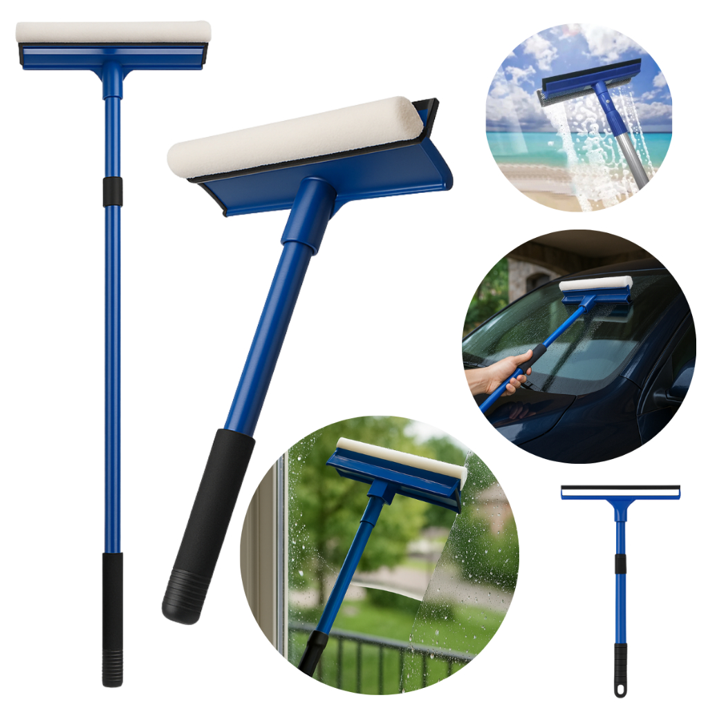 Mop Limpeza Rodo de Vidros Profissional Lava Seca Box, Espelhos, Janelas e Sacadas Rodinho