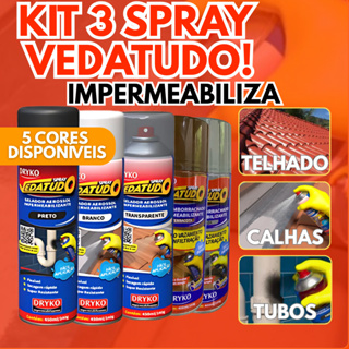 Vedatudo Spray Impermeabilizante Borracha Liquida 400ml 100ml Dryko Reparos Vazamentos Preto Branco Incolor em Oferta na Shopee