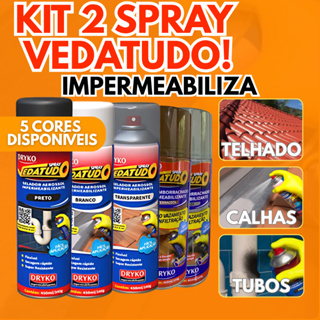 Kit 1,2 e 3 Vedatudo Spray Impermeabilizante 400ml 100ml Dryko Emborrachado Reparos Vazamentos Preto Branco Incolor em Oferta na Shopee