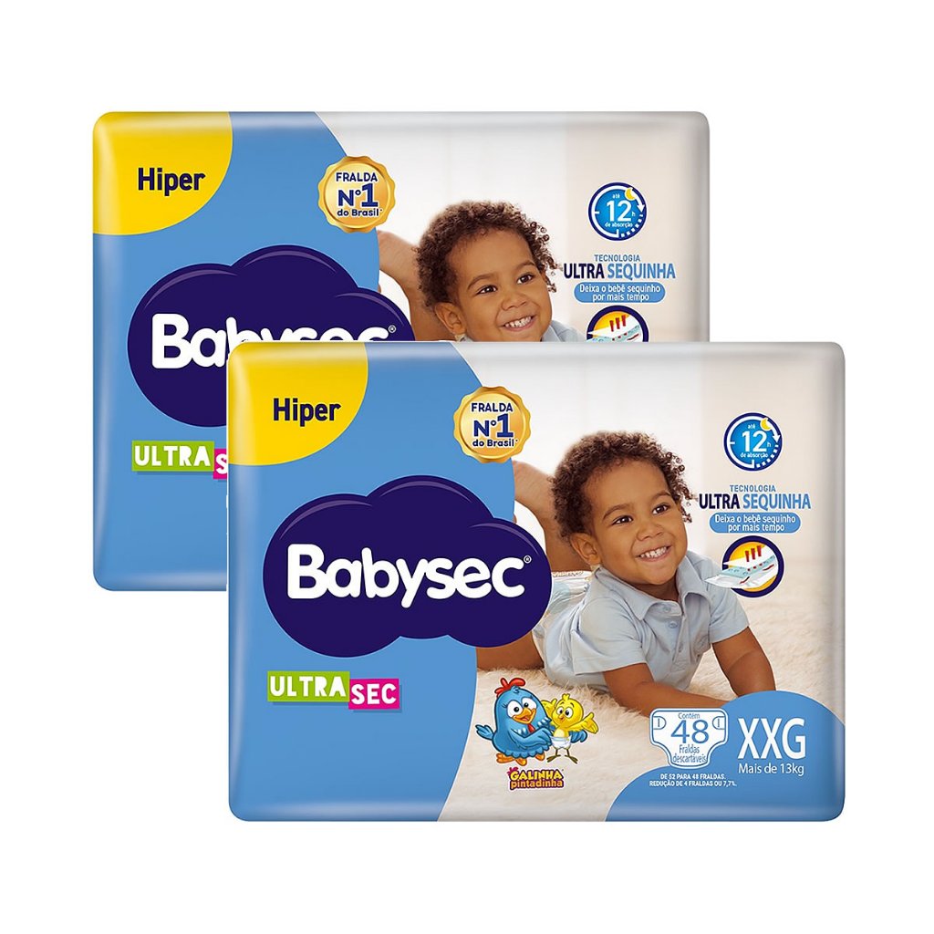 Kit 2 und Fralda Inf Babysec Ultra Hiper Tamanho XXG 48 und em Oferta na Shopee