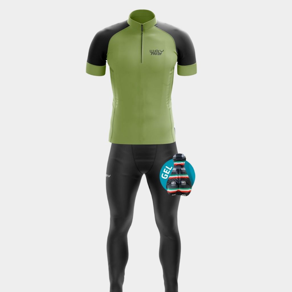 Conjunto Ciclismo Masculino Camisa Refrescante Calça Forro Gel Uva50 Bike Pedal Inverno