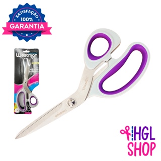 Tesoura Titanium Profissional 21 cm Cinza Westman Plus p/ Costura e Patchwork - Não Perde o Corte! em Oferta na Shopee