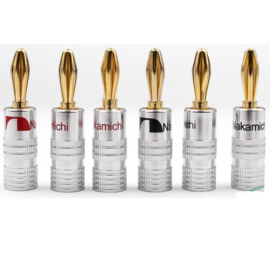 Kit 6 Unidades Plug Banana 24k Caixa De Som Receiver Home Theater Amplificador