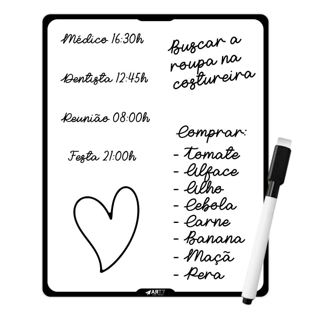 Lousa Planejamento Semanal com Imã e Caneta – Ideal p/ Casa, Escritório e Cozinha
