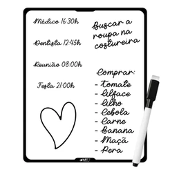 Planner Imã Geladeira Lousa Magnética c/ Caneta Recados Tarefas Semanais Organização
