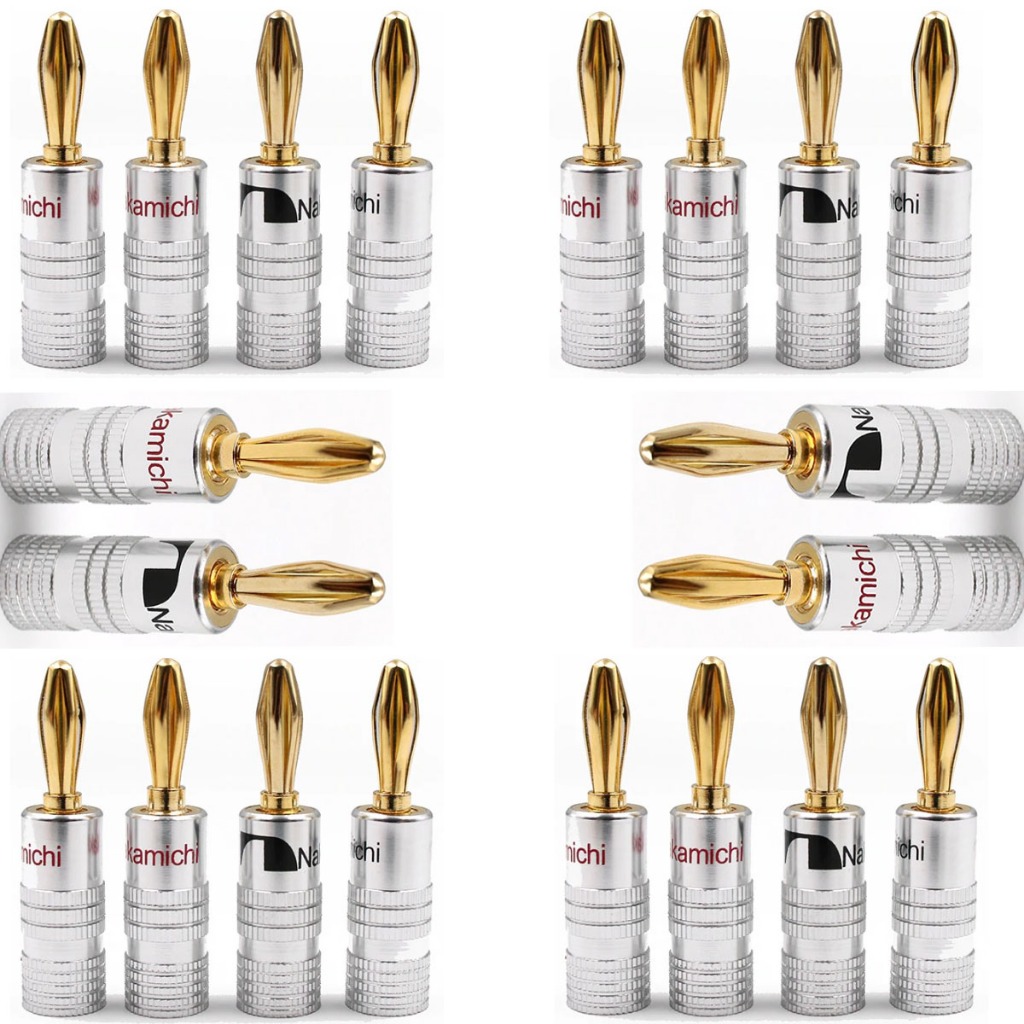 Kit 20 Plug Banana 24k Caixa De Som Receiver Home Theater Amplificador