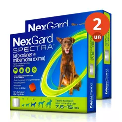 Kit 2 NexGard Spectra M Antipulgas e Carrapatos Contra Vermes e Sarnas Cães de 7,6 a 15kg 1 Comprimido
