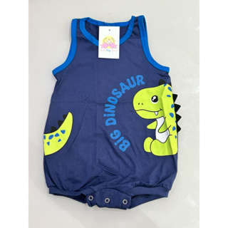 Macaquinho regata/ manga Tubarão /Dinossauro para bebê meninos verão PMG em Oferta na Shopee