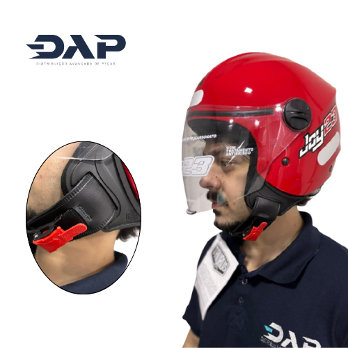 Capacete moto aberto Taurus Joy23 Inmetro preto branco e vermelho unisex + chaveiro motociclista varias cores — imagem 2 de 2
