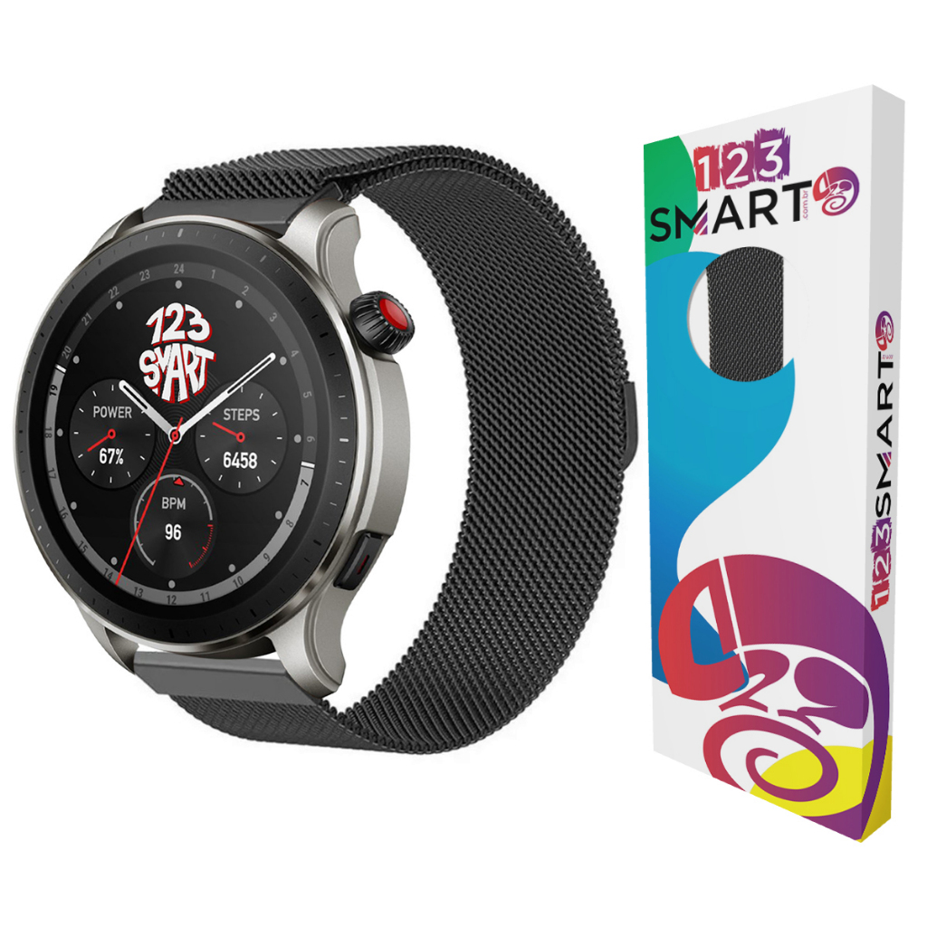 Pulseira de Aço Milanese para Amazfit GTR 4 3 2 GTR 47mm Pace S1 Stratos 1 2 3 Cheetah Round e Pro