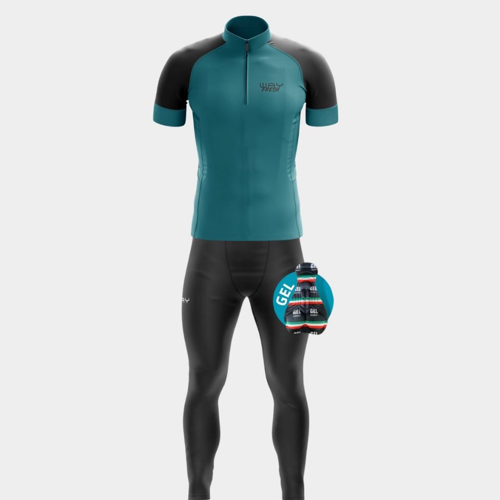 Roupa Ciclismo Masculino Conjunto Camisa Manga Curta Fresh Calça Forro Gel Bike Pedalar