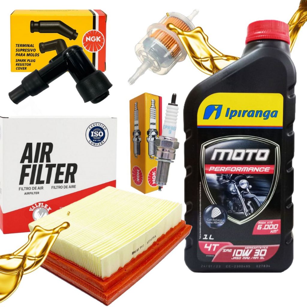 Kit Revisão Para Pop 110i 2017 A 2025 Troca Óleo 10w30 Filtros e Vela Ngk