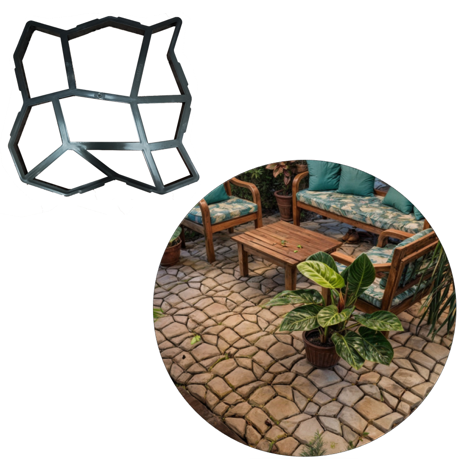 Mini Forma Para Piso Concreto Molde Pedras Jardim Caminho Decorativo 35x35cm Easy Piso