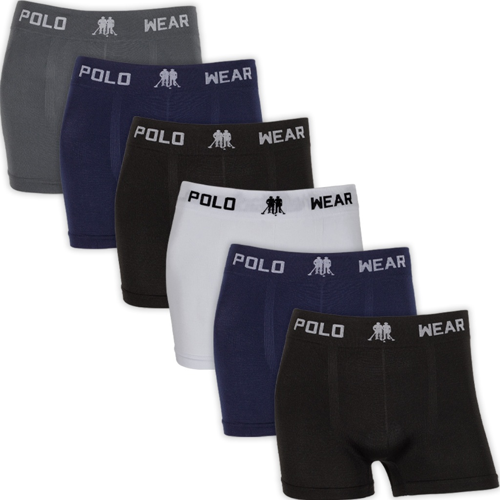 Kit 6 Cuecas Boxer Polo Wear Microfibra Sem Costura Masculina Cueca Box Adulto Confortável