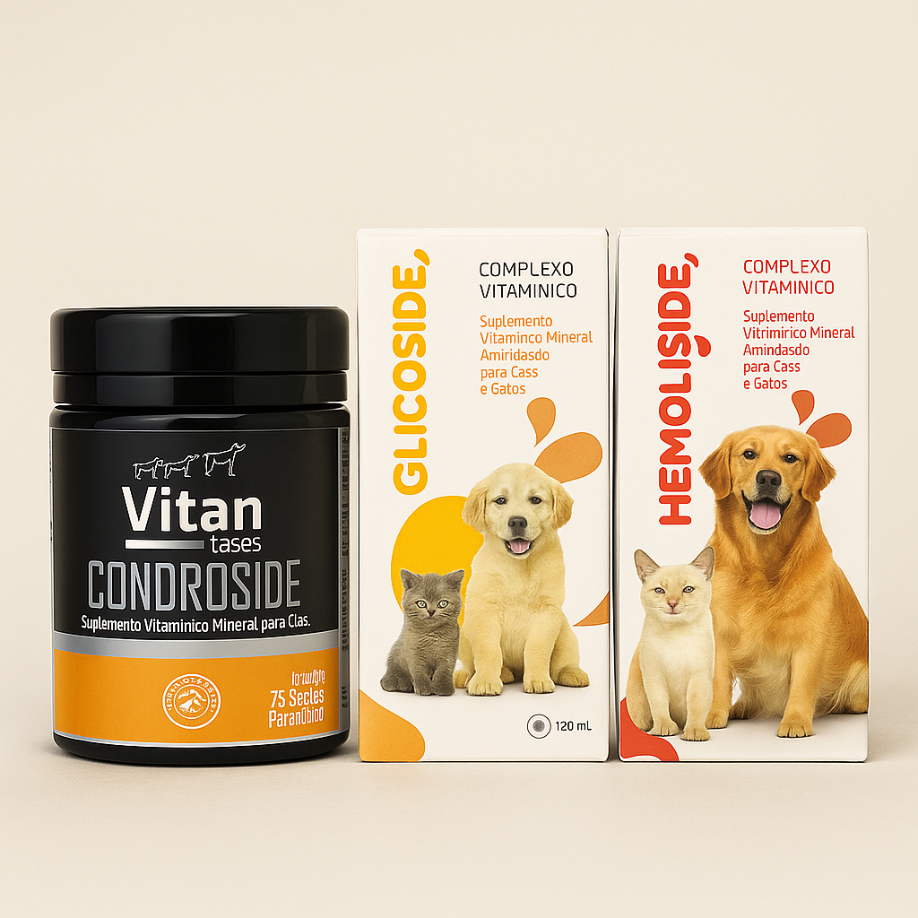 Suplemento Completo Para Cães | Glicoside Glicopan + Hemoliside Hemolitan + Condroside