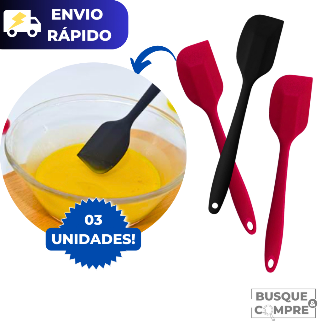 3 Mini Espátula Raspadora Silicone Reta Utensílio Cozinha Bolo Massa em Oferta na Shopee