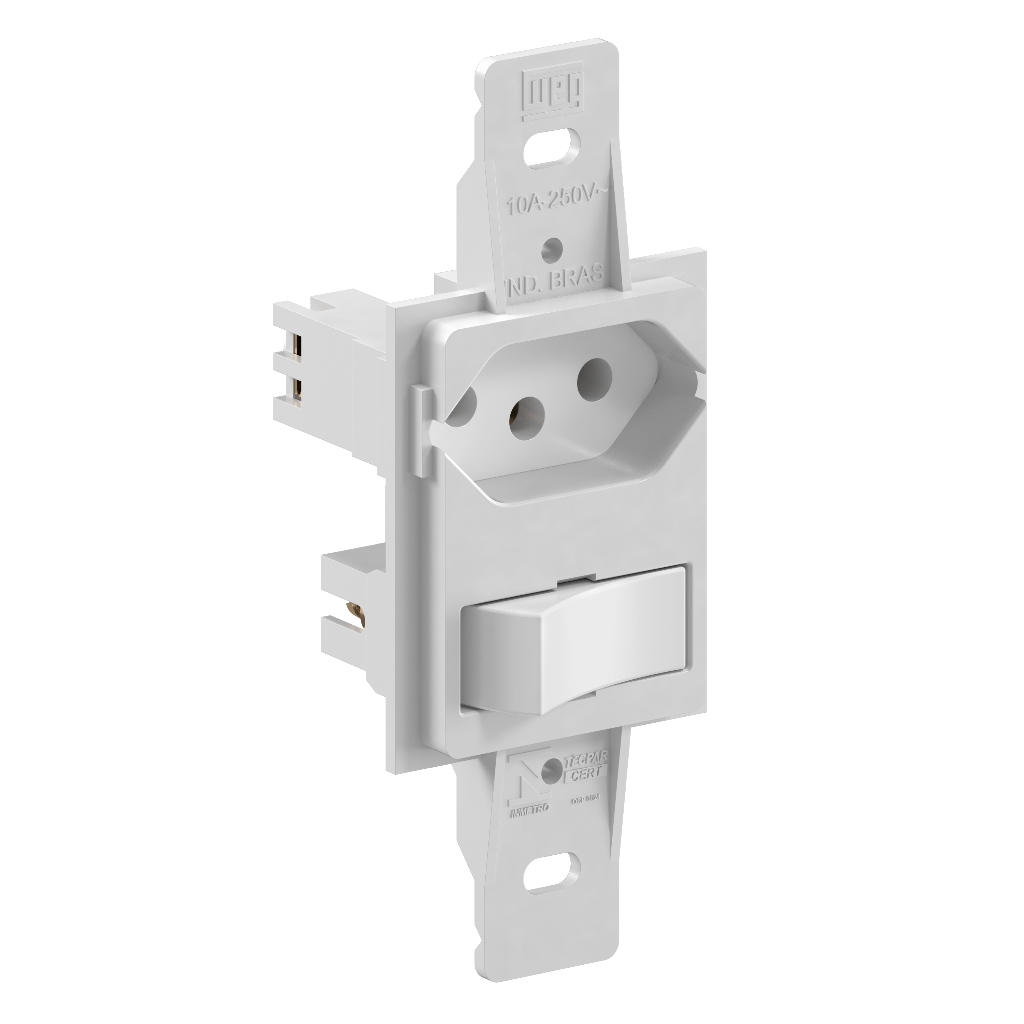 Kit Interruptor + tomada 10a BR WEG + tampa cinza 3/4pol