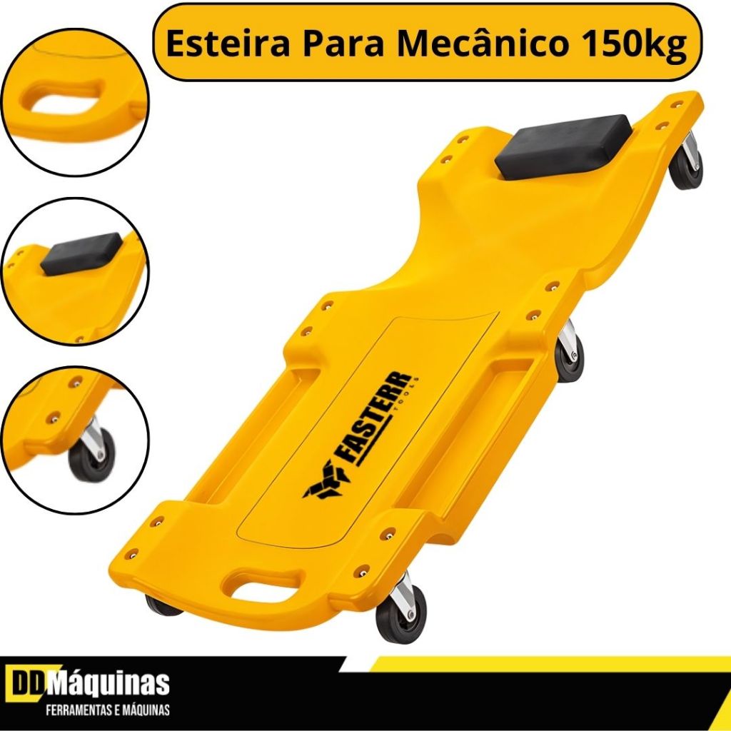 Carrinho Esteira para Mecânico 150Kg C/ Apoio Estofado Ergonômico FST079 - Fasterr