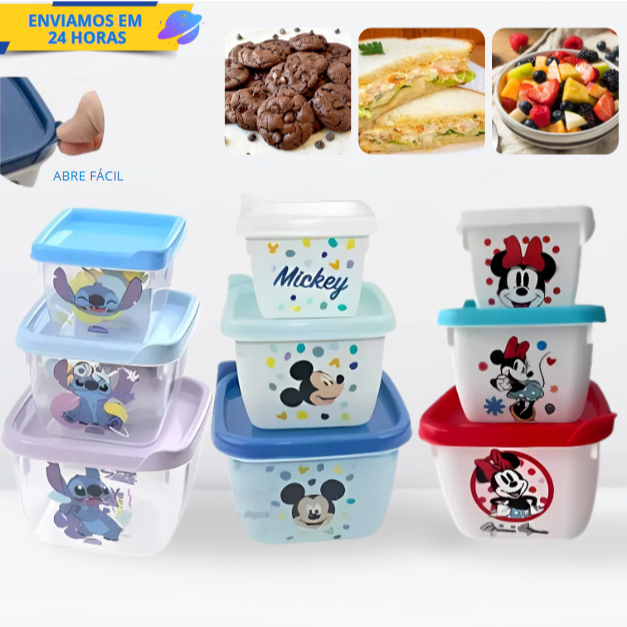 POTE CONECT 3 UNIDADES 470 270 140 ML LANCHEIRA PORTA MIX PLASUTIL ORGANIZADOR