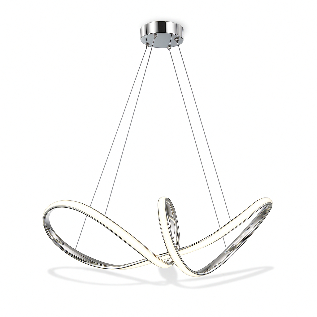 Lustre Pendente Moderno Prata Infinito 50w Led 3 Em 1 em Oferta na Shopee