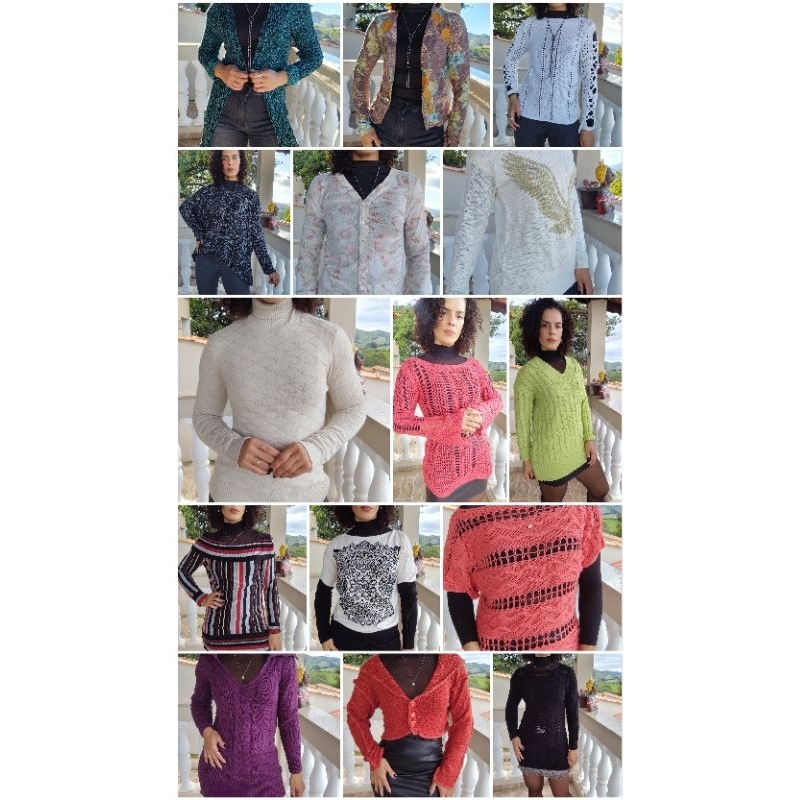 Lote 10 Peças Tricô e Tricot Suéter e Casacos de Inverno Tam.P M G e GG Variados Modelos e Tamanhos 📍Leia a Descrição