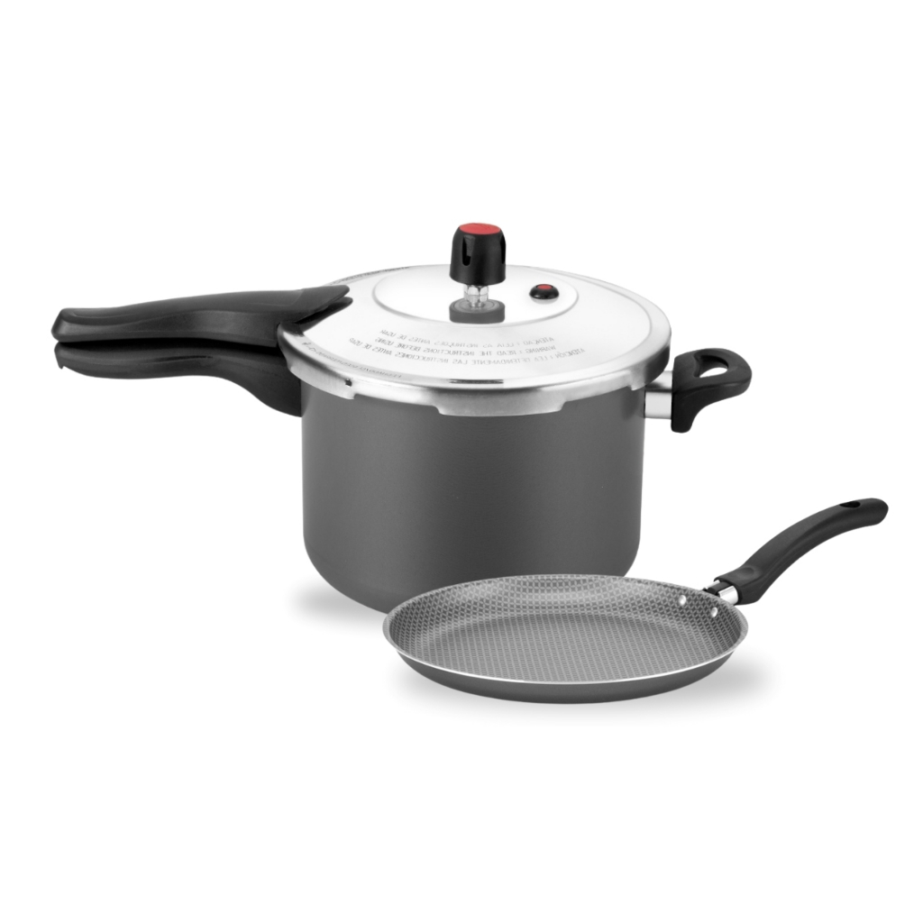 Jogo Conjunto Panquequeira + Panela de Pressão Fechamento Externo 4,5L Antiaderente Cinza - Alegrete