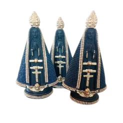 kit 3 Imagem de Nossa Senhora Aparecida 20 cm Azul e Preta