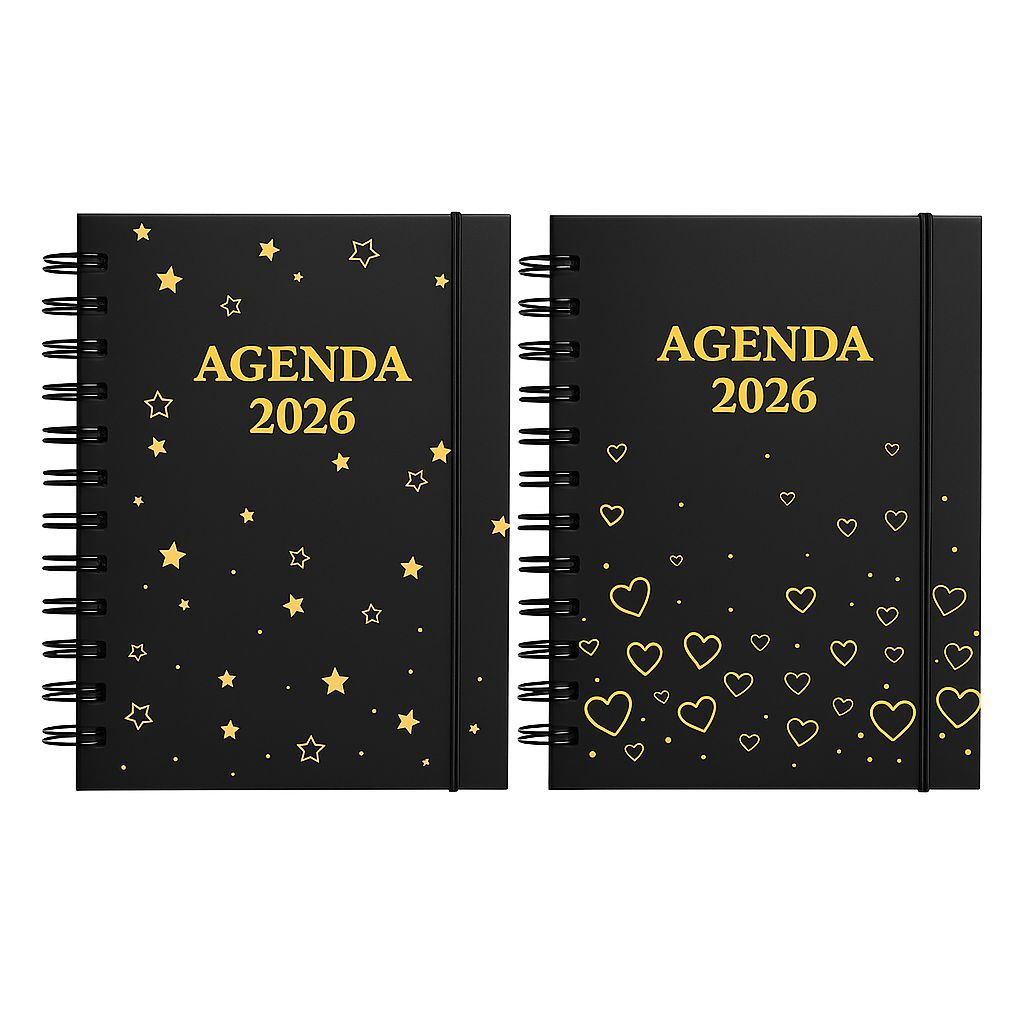 Agenda Diária 2026 Executiva Tamanho A5 Coração e Estrela Fofa