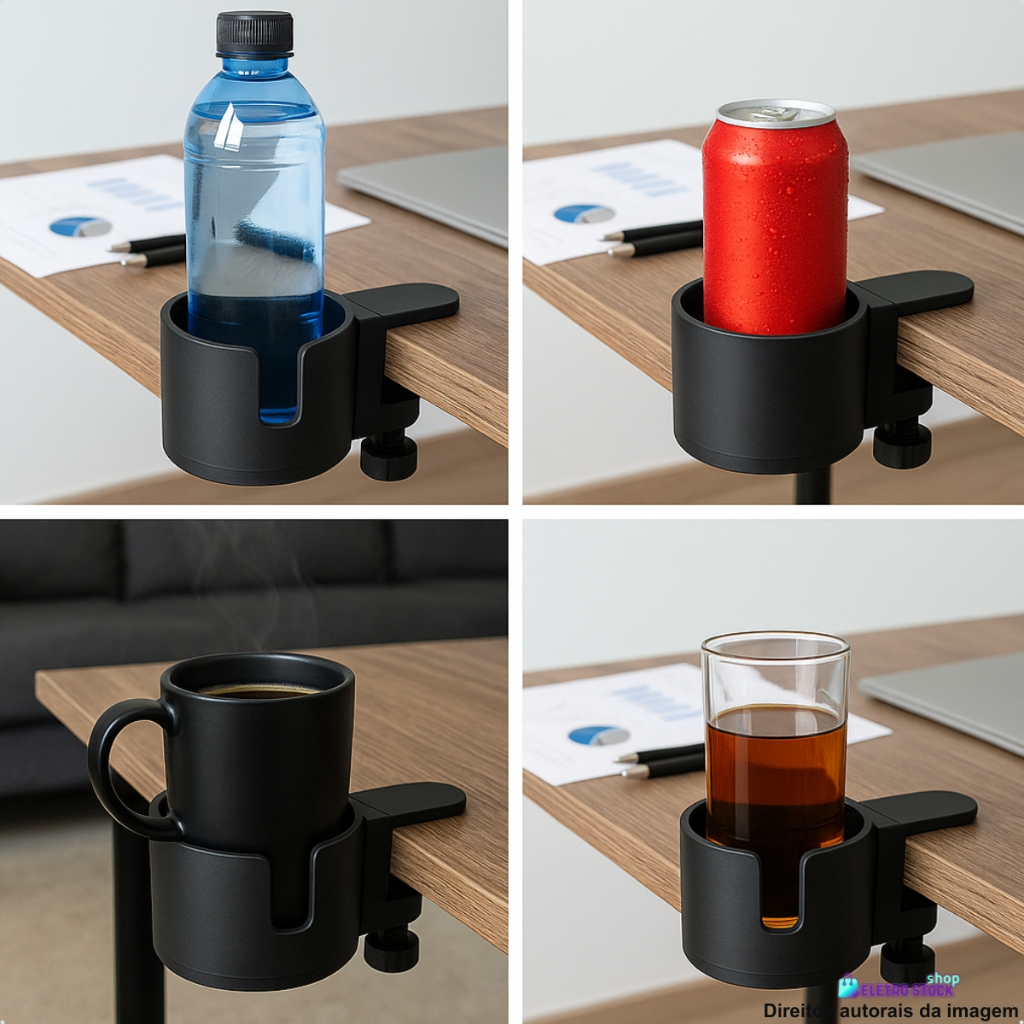 Suporte Mesa Braço Cadeira Antiderramamento Apoio Copo Caneca Garrafa Home Office Antiqueda