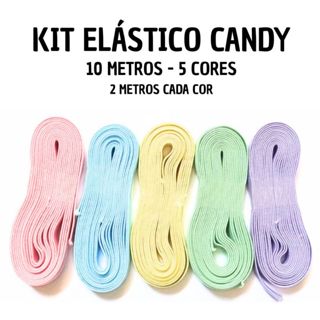 Kit de Elástico Chato 7mm CANDY - 5 CORES - 10 METROS em Oferta na Shopee
