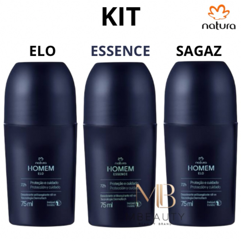 Natura Desodorante Homem Roll On Kit Elo Essence Sagaz.