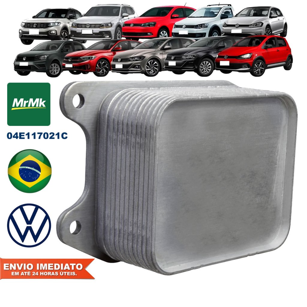 Radiador de Oleo do Motor Volkswagen Gol Fox Saveiro Up Polo Virtus Tcross Nivus MSI TSI 3 Cilindros