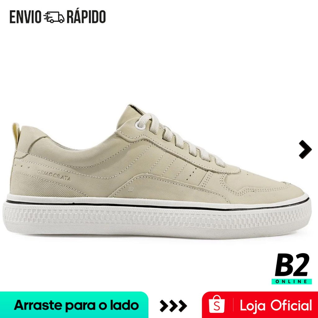 Sapatênis Democrata Denim Fender Casual Masculino Bege Original Com Nota Fiscal e Garantia