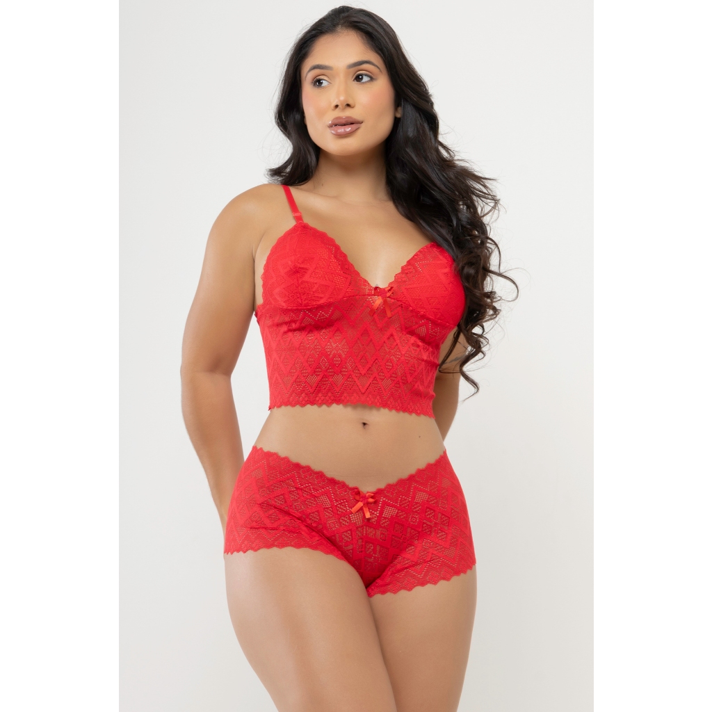 Conjunto Renda Espera Marido Lingerie Com Forro Feminino Sexy Adulto Caleçon Moda Íntima Zfit em Oferta na Shopee