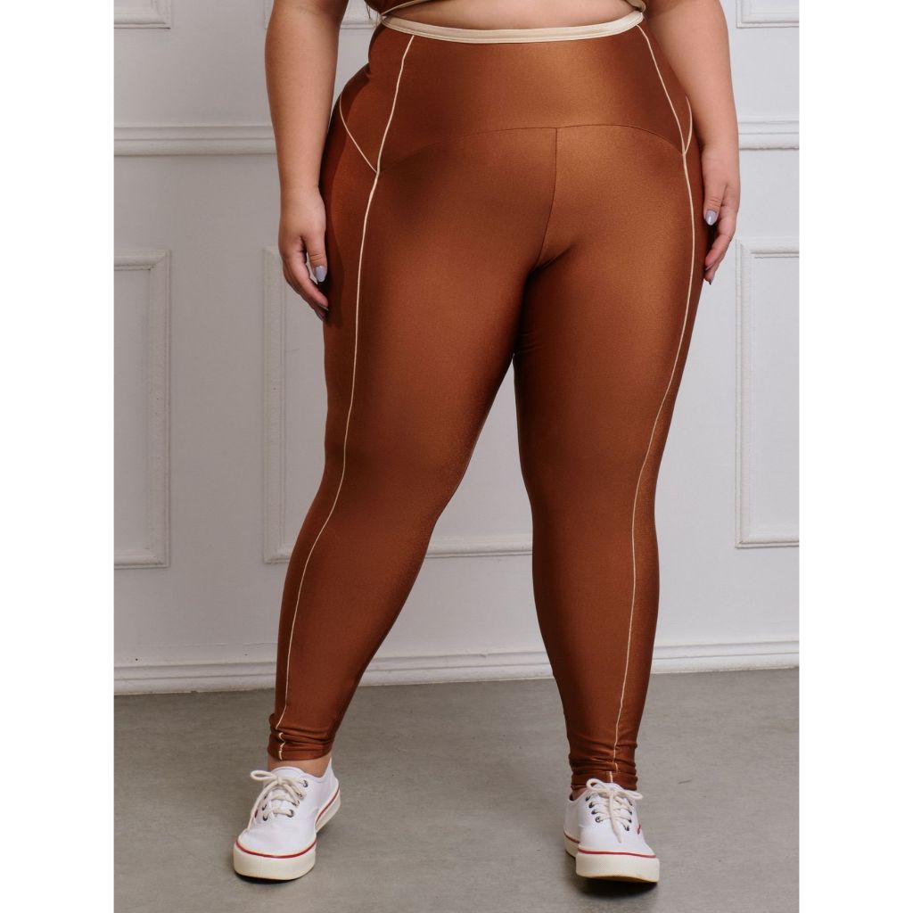 Calça Legging Brilhosa Plus Size academia fitness 11236