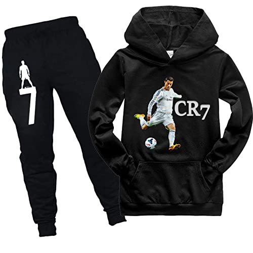 Conjunto de moletom com capuz Cristiano Ronaldo com capuz e moletom com capuz de 2 peças para meninos