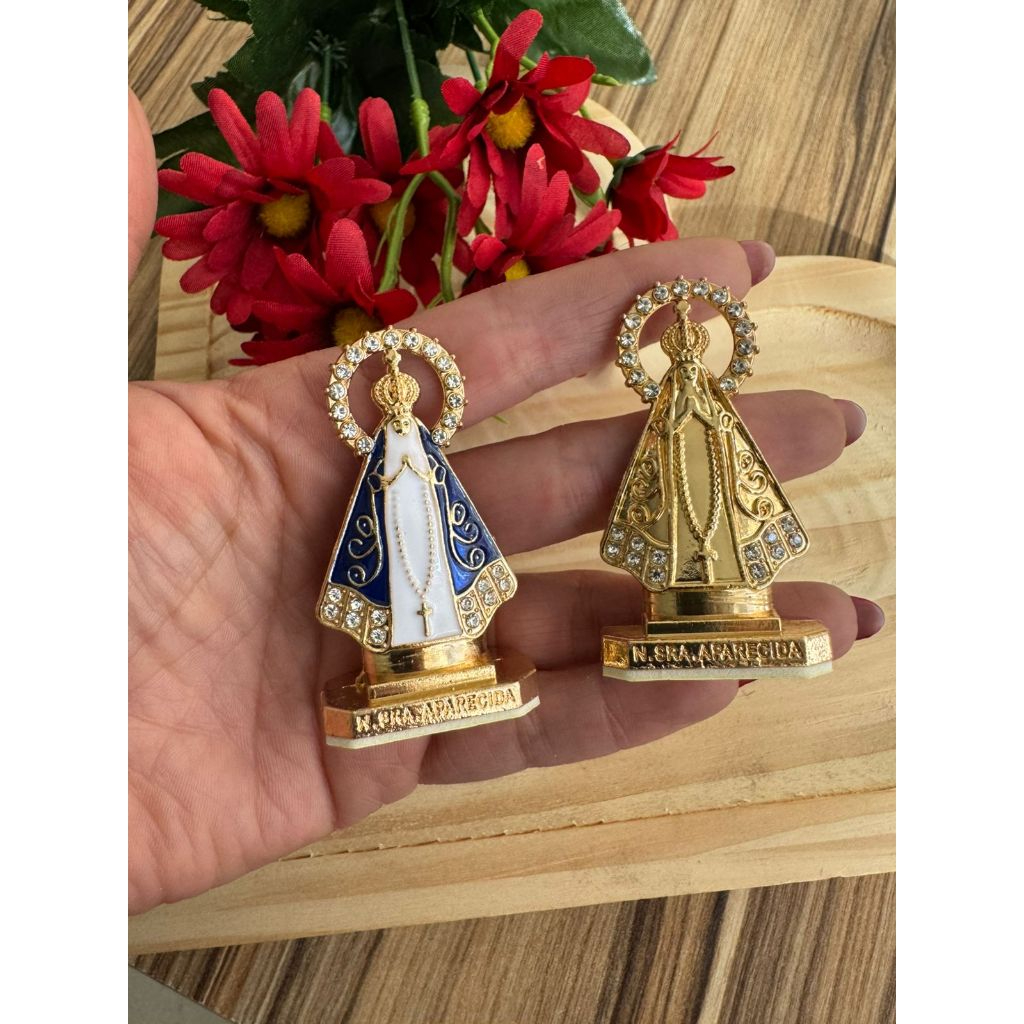 Santinha Nossa Senhora Aparecida Com Coroa Dourada Para Painel De Carro Caminhão Pequena Adesivo Dupla Face -UNIDADE