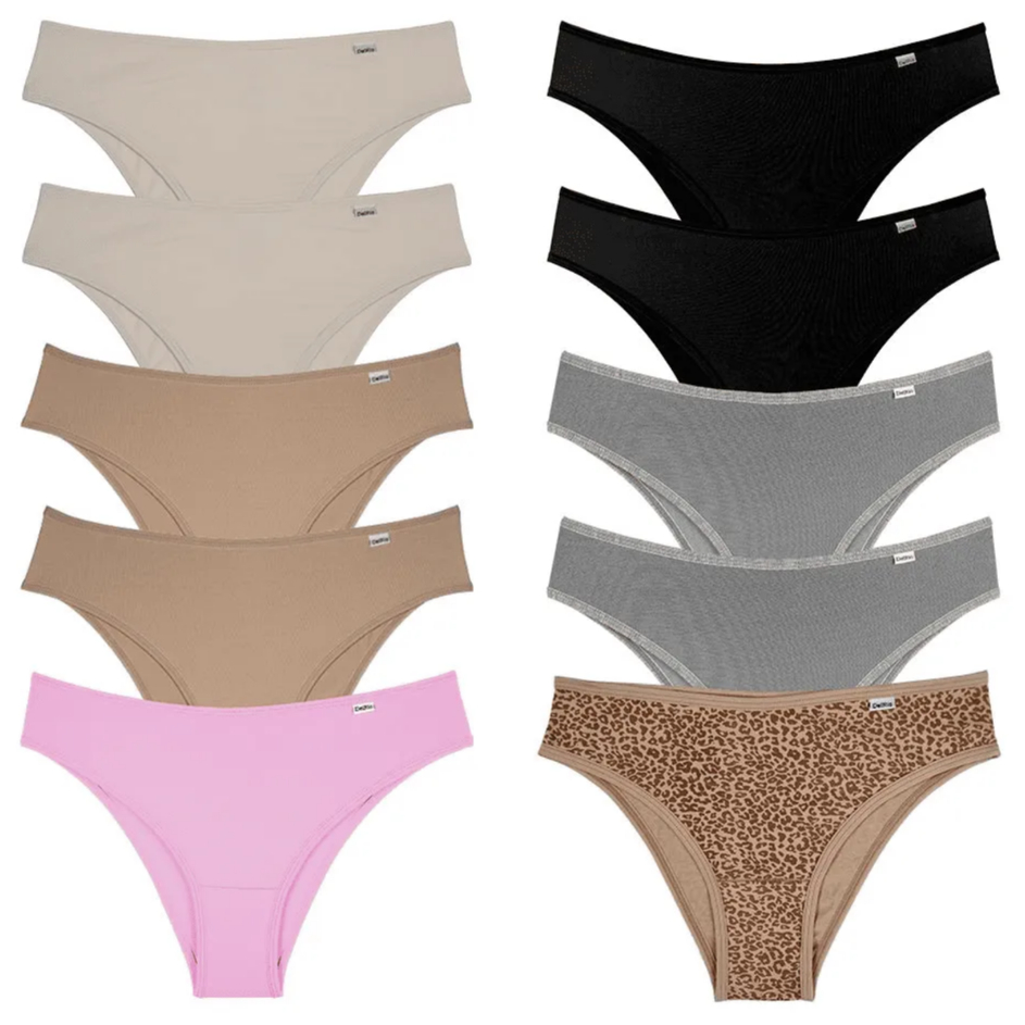 Del Rio Kit 10 Calcinhas Biquíni Microfibra Liso Estampado Tamanho P M G GG em Oferta na Shopee