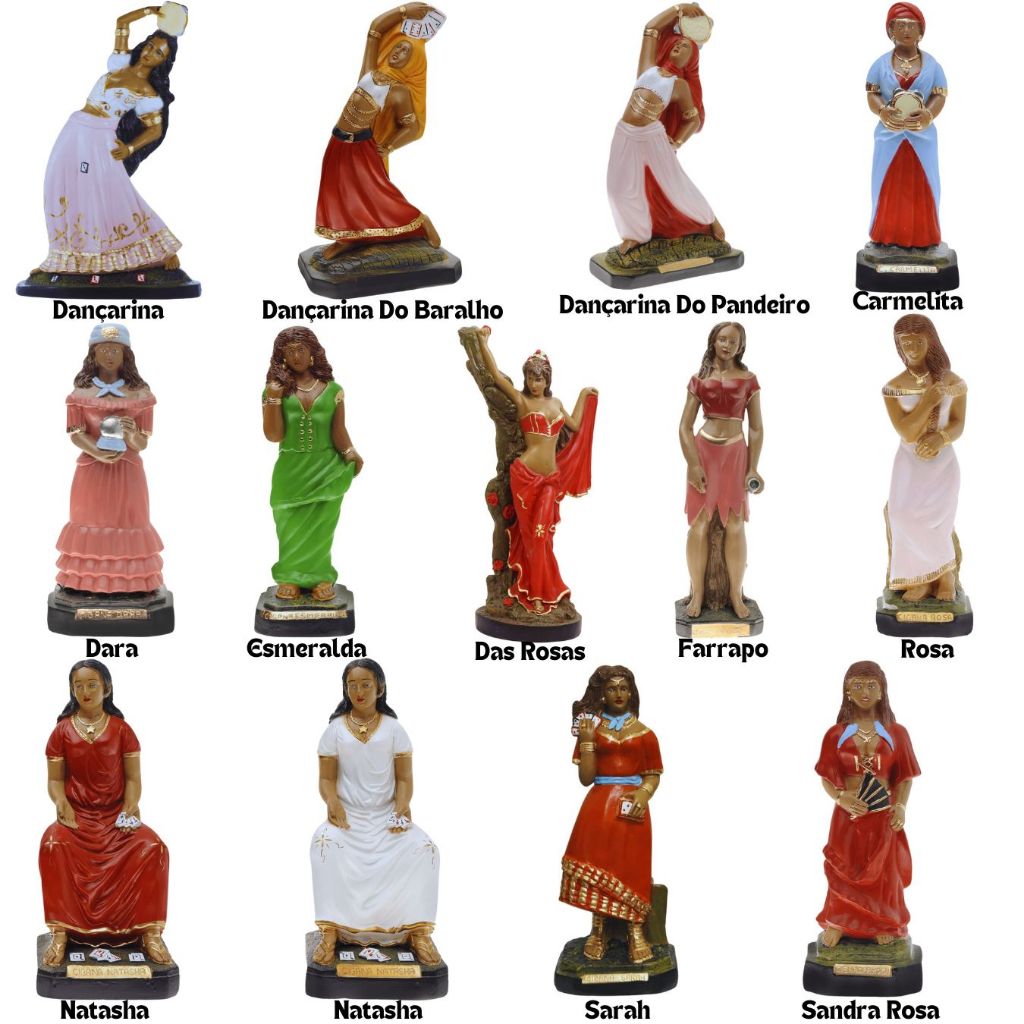 Imagem Cigana Estátua Em Gesso Umbanda - Escultura de Diversas Entidades - Dançarina Natasha Sara Esmeralda Rosa Sandra